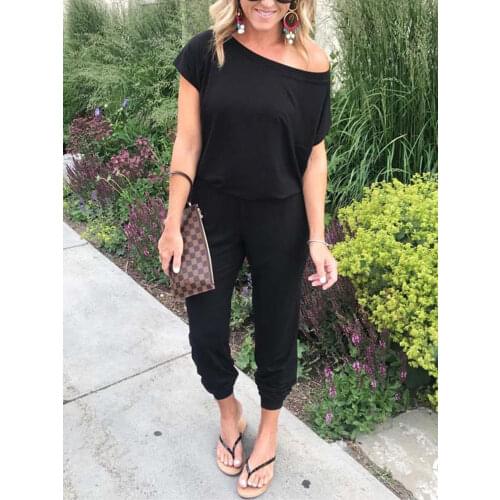 2020 Summer Plus Size Jumpsuits Women Overalls Long Jumpsuit Female Sexy Off Shoulder Playsuit Overalls For Women Romper