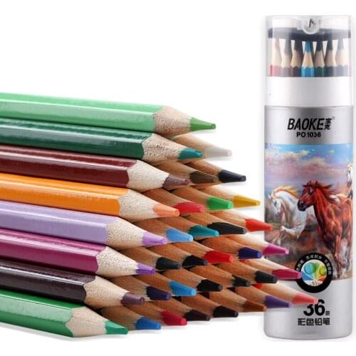 36 Pcs A Box of PO1036 Water-soluble Colored Pencils 36 Colors for Adult Painting Students Hand-painted Painting Color Lead