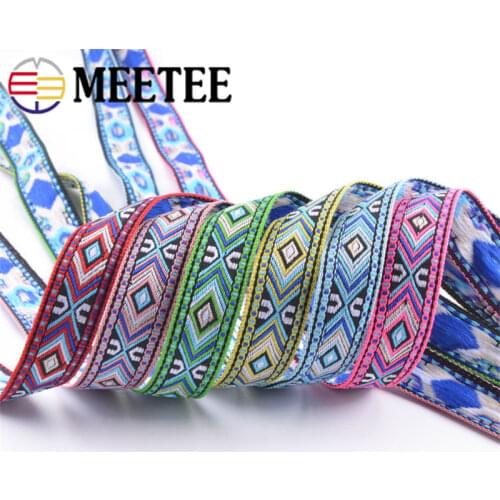 15Yards Meetee 17mm Ethnic Jacquard Ribbon Geometric Webbing Clothes Strap Decoration Ribbons Tapes DIY Craft Sewing Accessories