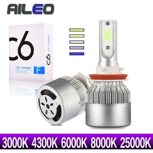 AILEO 4pcs/2pcs H1 H3 H4 LED 9005 9012 9003 9006 9004 880 881 HB1 HB3 Car Headlight Bulbs 3000K 8000k 6000K 4300K 25000K COB C6