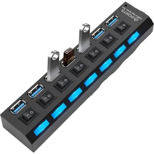 Buffer Çok Amaçlı 7 Port Girişli Güçlü Usb 2.0 Çoklayıcı Çoğaltıcı Adaptör Switch Splitter Hub