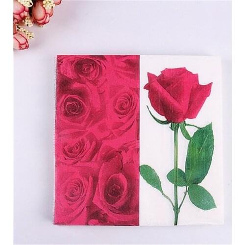 Casamento Printed Rose Flower Paper Napkins 20Pcs Wedding Decoupage For Wedding Birthday Decoration Party Supplies