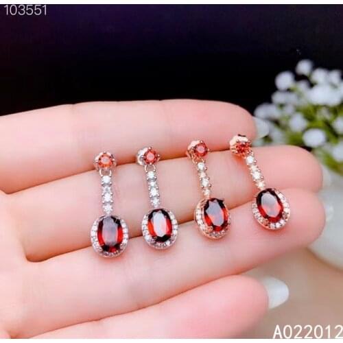 KJJEAXCMY fine jewelry natural Garnet 925 sterling silver elegant girl earrings new Ear Studs support test hot selling