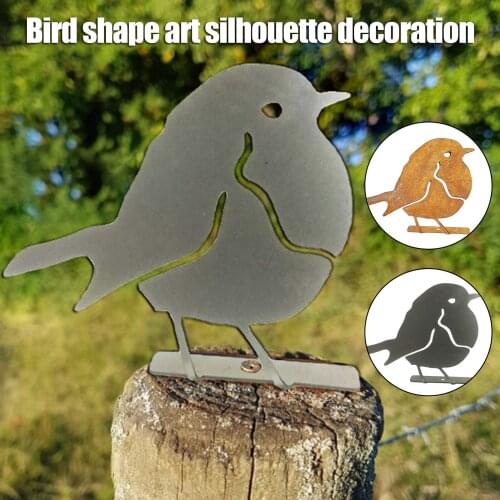 Metal Birds Art Silhouette Decoration Exquisite Birds Shape Iron Garden Stake Tree Ornament for Home Courtyard