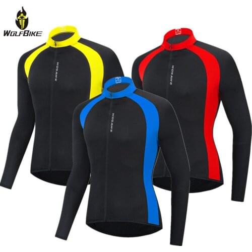 Wolfbike Cycling Jersey Full Zipper Anti-sweat Windproof Breathable Sports MTB Bike Wear Downhill Bicycle Riding Sweat Shirts