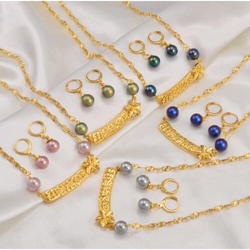 Anniyo Hawaiian Pearl Jewelry sets Charm Pendant Necklaces Earrings Pohnpei Guam Micronesia Chuuk Marshallese Kiribati #248706