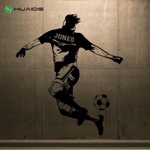 Soccer Wall Decal Custom Name Den Sports Bar Wall Poster Art Vinilos Paredes Mural Vinyl Wall Stickers For Kids Rooms Decor A85