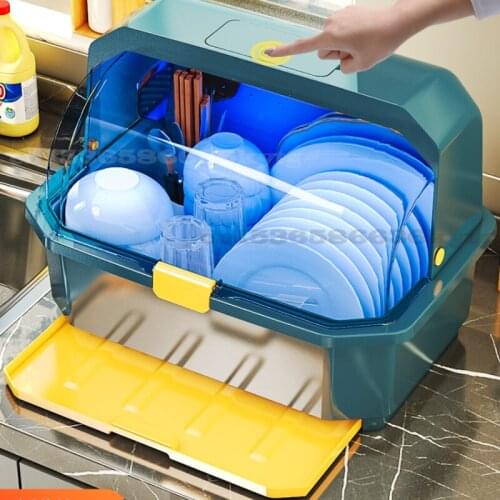 Kitchen Tableware Rack Desktop Mini Tableware UV Disinfection Cabinet Chopsticks Spoon Storage Box Drain Tableware Storage Box