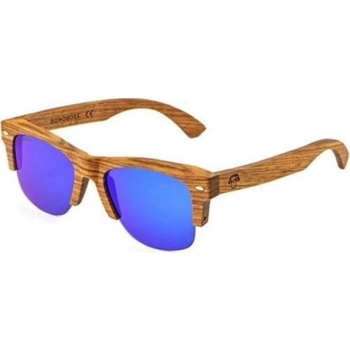 Polarized Sunglasses Zebrano Wood Blue Lenses Ovahe