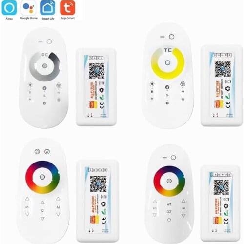 2.4G RF Touch Remote Tuya Wifi LED Controller DC5V DC12V DC24V 5050 RGB RGBW RGBCCT Dimmer Controller Voice App for Alexa Google