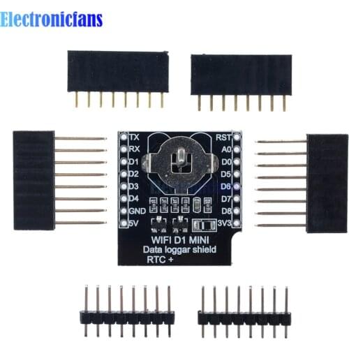RTC DS1307 Real Time Clock DataLog Shield for Micro SD WeMos D1 mini+RTC DS1307 Clock With Pin-headers Set For Arduino/Raspberry
