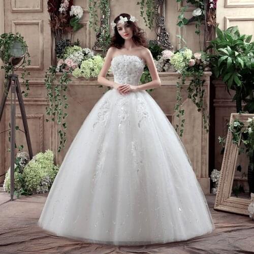 Bridal Wedding Dresses Brides Lace Up Ball Gowns Wedding Dress New Plus Size Strapless Dresses