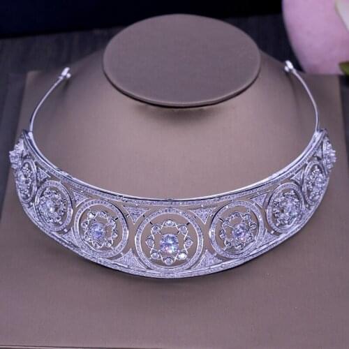 Brilliant Crystal Women Tiaras Hairband Women Bride Crown Fashion Jewelry White Gold Color Tiaras Hair Accessories H-025