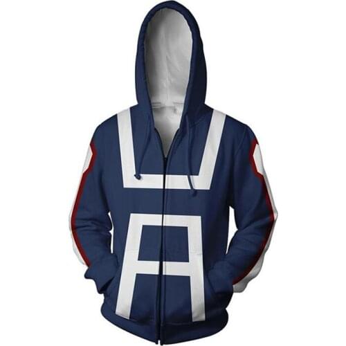 3D Printed My hero academia Zipper Hoodie Men Women no hero academia All Might Cosplay Costume Sweatshirt School Uniform Jackets