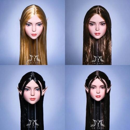 YMTOYS 1/6 Female Head Sculpt with Replaceable Elf Ear YMT044 Soldier Head Carving Fit 12'' Action Figure Body Doll In Stock