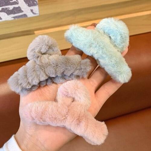 Autumn and Winter Girl Cute Small Plush Clip Ins Sweet Clip Hair Grip Korean Back Hairpin Female