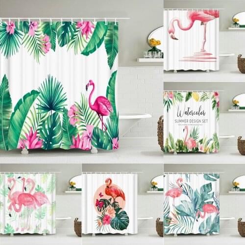 3D Printed Shower Curtain Flamingo Pattern Polyester Fabric Bath Curtain for Bathroom Curtain Decoration Shower Curtains