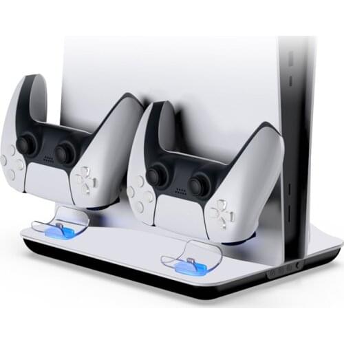 Dual Controller Charger Multi-function Cooling Base For SONY Playstation5 Console Fast Charging Station LED Fan Vertical Stand