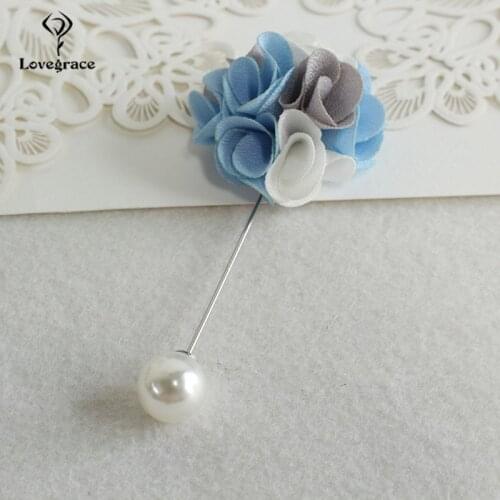 Pearl Decor Wedding Women Brooch Pin Fabric Flower Corsage Groom Boutonniere Buttonhole Wedding Planner Marriage Corsage Flower