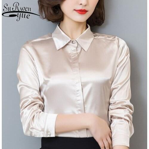 Plus Size Women Tops Blouse Silk Blouse Autumn Solid Slim Button Women Shirt Loose Office Lady New Arrival 2021 Hot Sale 103B