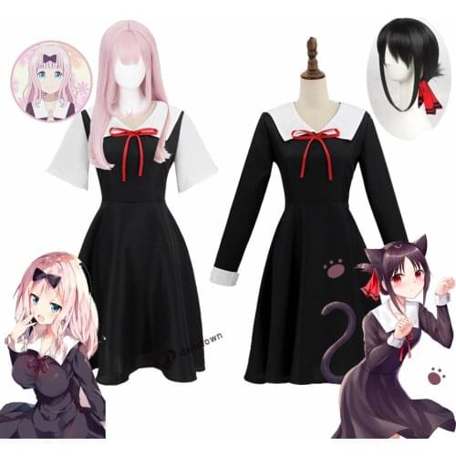 Kaguya Sama Love is War Anime Cosplay Kaguya Chika Cosplay Costume Wigs Japanese School Uniform Women Summer Sailor Dress