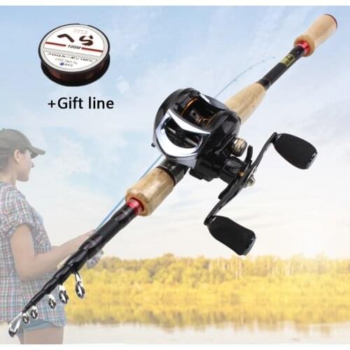 2.1M 2.4M 2.7M wooden handle Casting Rod and Casting Reels set telescopic lure rod Fishing Tackle combination lure fishing fish