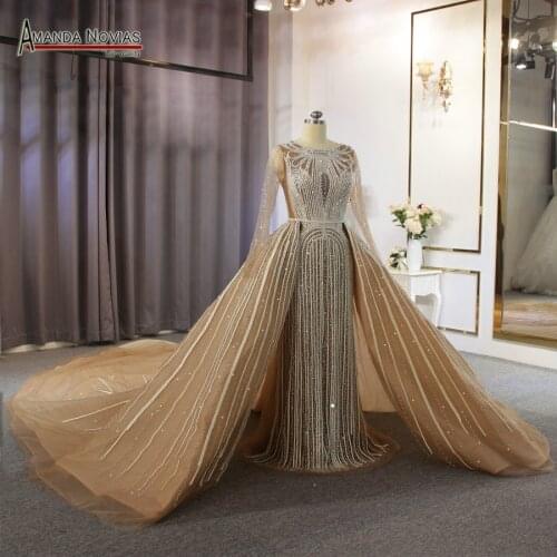 2022 Luxury Full Beading Evening Dress 100% Real Work Dubai Evenings Heavy Beading