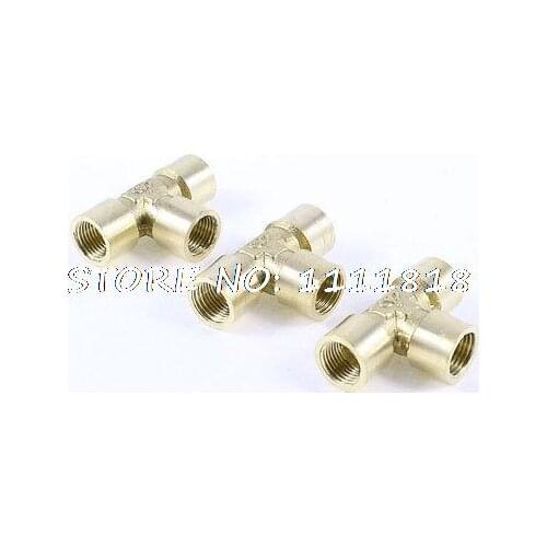 3 Pcs 1/8"PT to 1/8"PT Female Thread T Shaped Hex Nipple Pipe Quick Joints