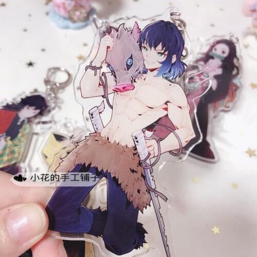 Demon Slayer Kimetsu no Yaiba Kamado Tanjirou Inosuke Tomioka Giyuu Cosplay Acrylic Earphone Winder Keychain Keyring Pendant