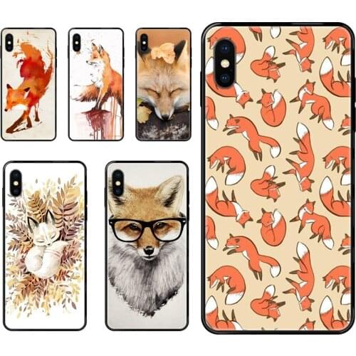 Black Soft TPU Cases Capa Cover For Galaxy S5 S6 S7 S8 S9 S10 S10e S20 edge Lite Plus Ultra Mr Fox With Glasses Mobile Wholesale