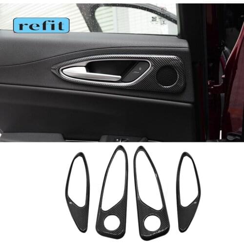Carbon fiber door inner handle decorative cover For Alfa Romeo giulia Car interior modification