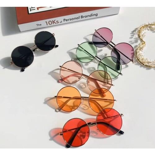 Kids Metal Frame Sunglasses Retro Round Sun Glasses Wild British Style Glasses Shades For Boys Girls Baby And Children Age 5-10