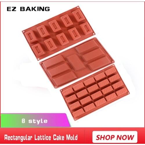DIY cake decorating supplies 8 style Silicone Cake mould Rectangular lattice Cake Pans mousse cake design bakeware Free Shipping