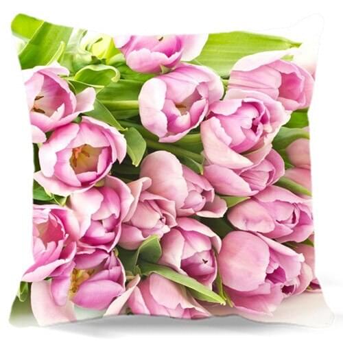 Home Decorative Fashion Cushions Cove Throw Pillows Tulips Flowers Pillow Case