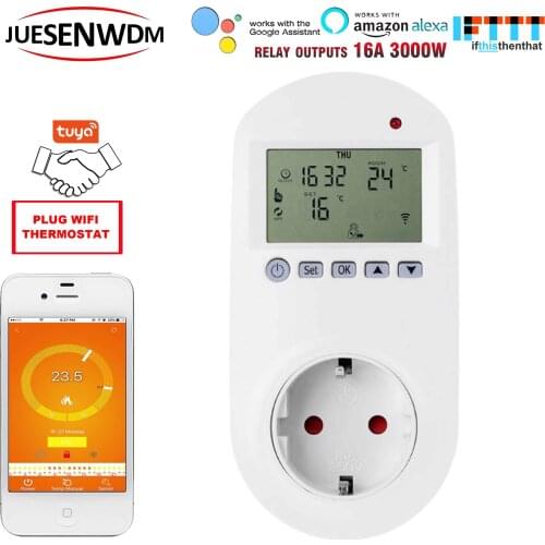 EU Plug 0.5℃ return difference electric heating thermostat WIFI Works for with Alexa Google home