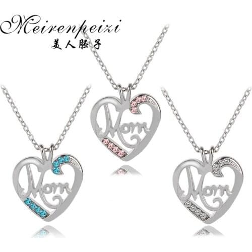 Personalized Mothers Day Crystal Bead Heart Necklace Mothers Gift from Daughter Son New Mom Inspirational Present