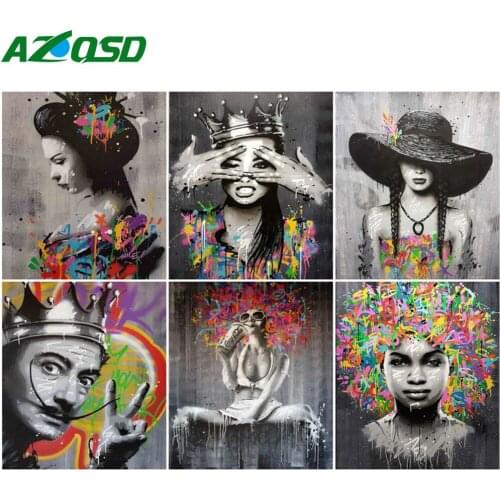 AZQSD Painting By Number Graffiti Portrait Hand Painted Unique Gift Coloring By Numbers Woman Handmade Room Decoration