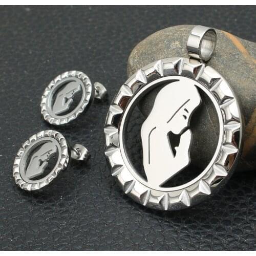 Silver Color New Fashion Stainless Steel Jewelry Pendant Earrings Sets For Women SBJZDICE