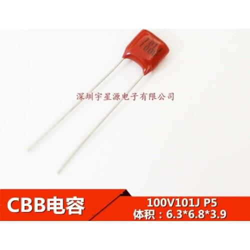100PCS CBB capacitor 100V 101 151 221 331 391 471 561 681 821 100P/150P/220P/330P/390P/470P/560P/680P/820P Pitch 5MM