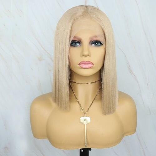 Beautiful Diary Straight Short Bob Wig Blonde Lace Front Wig 13x6 Futura Hair Heat Resistant Synthetic Lace Front Wig For Women