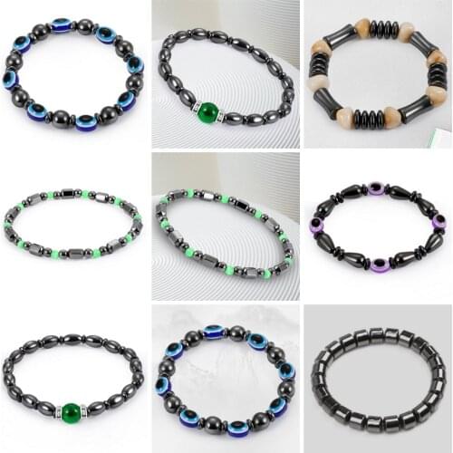 Colorful Bracelet Hematite Magnetic Weight Loss Slimming Bangles Black Gallstone Acupoint Massage Health Care Accessories