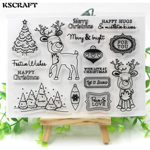 KSCRAFT Christmas Deer Transparent Clear Silicone Stamp/Seal for DIY scrapbooking/photo album Decorative clear stamp sheets 04