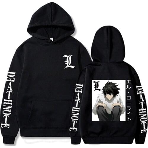 2021 Hot Anime Death Note Lawliet Hoodie Loose Pullovers Tops Long Sleeves Sweatshirts for Men Autumn Man Clothes Homme
