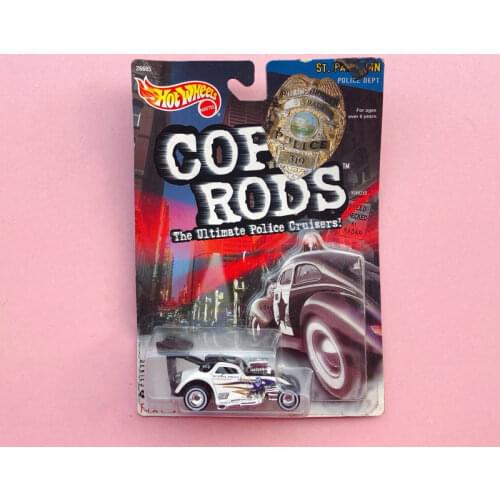 HOT WHEELS1/64 COP RODS FIAT 500C Linear acceleration car police car rubber tire iron bottom Collectors Edition car model gifts