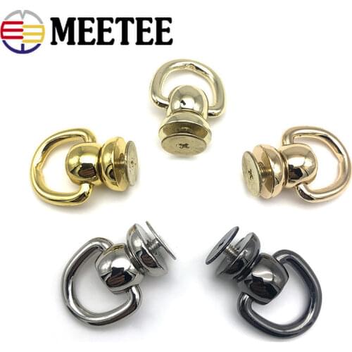 Meetee 10/20pcs 13mm Bag Side Hanger Hook Strap Copper Buckle Screw D Ring Clasp DIY Pendant Nipple Nail Hooks Accessories