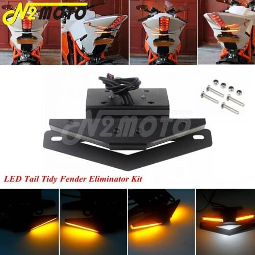 Motorcycle LED Tail Tidy Fender Eliminator Kit For RC390 2015 2016 2017 2018 2019 License Plate Frame Bracket License Holder