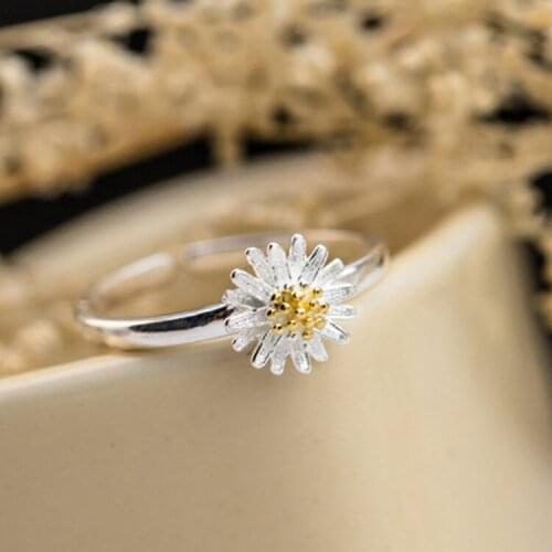 New Charming Open Daisy Flower Ring for Women Vintage Boho Party Rings Gothic Punk Jewelry Gifts for Girls 2021