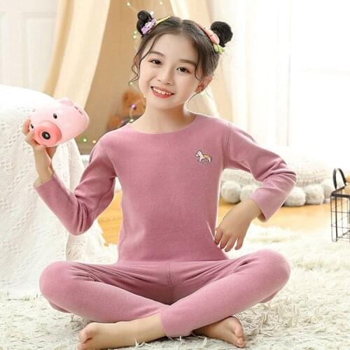 Girls Sleepwear Toddlers Boys Thermal Underwear Set Autumn Winter Warm Kids Soft Pajamas Baby Homewear Children Clothes Seamless