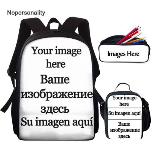 Nopersonlity Customize Your Image Name School Bag Sets Cute Kindergarten Kids Bookbag Student Children Schoolbags Mochila
