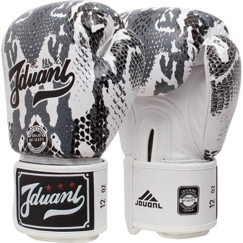 Newest!!!8,10,12,14 OZ Python Pattern Boxing Gloves PU Leather gloves Fight gloves man boxing Training Glove For Men Women Child